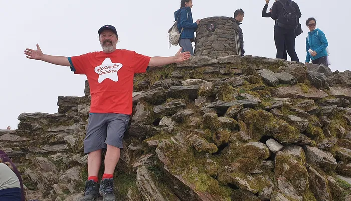 Action for Children fundraiser at the top of Snowdon