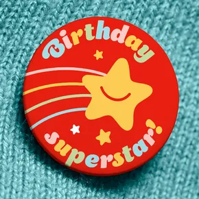 Birthday superstar badge with shooting star