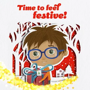 Christmas eCard - child 1 holding a Christmas present