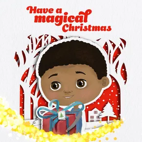Christmas eCard - child 1 holding a Christmas present