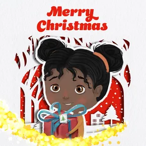 Christmas eCard - child 1 holding a Christmas present