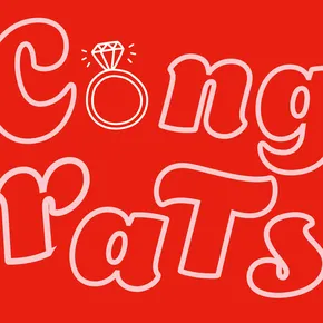 Congratulations eCard with wedding ring in pink and red