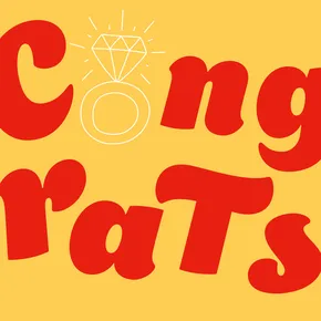Congratulations eCard with wedding ring in red and yellow