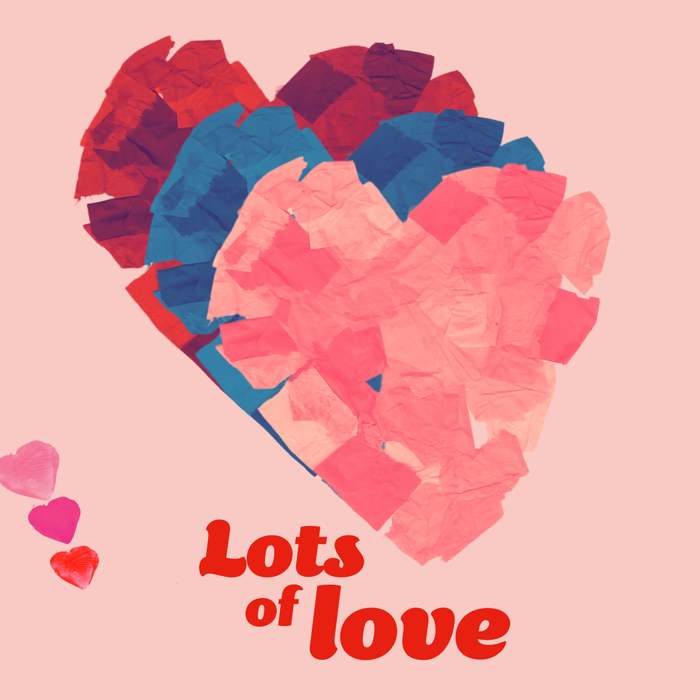 Three hearts made from paper with lot's of love