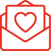 Envelope with letter with heart red icon1