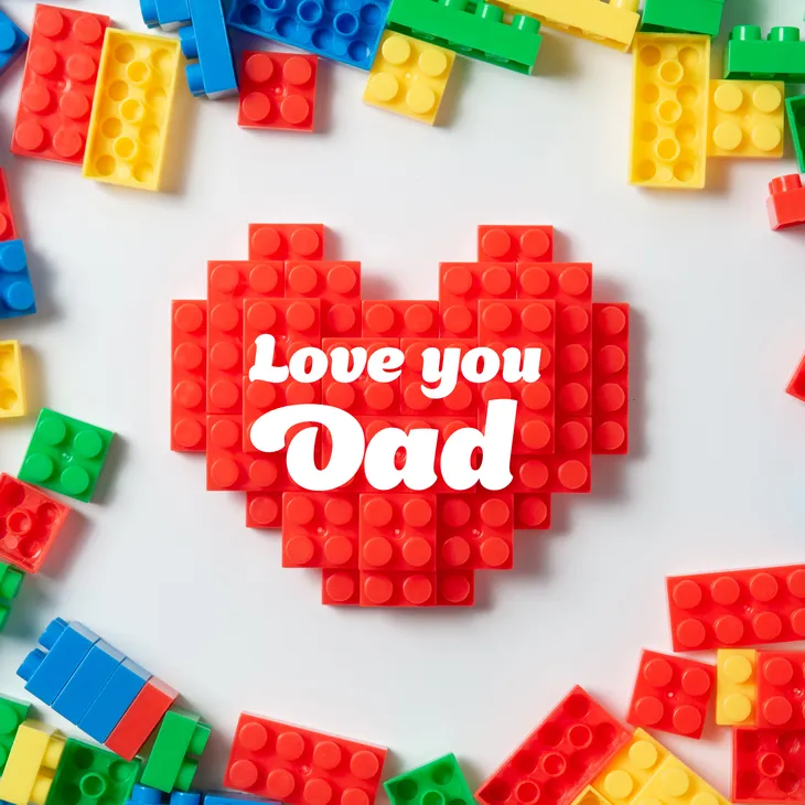 Love you dad eCard with heart lego