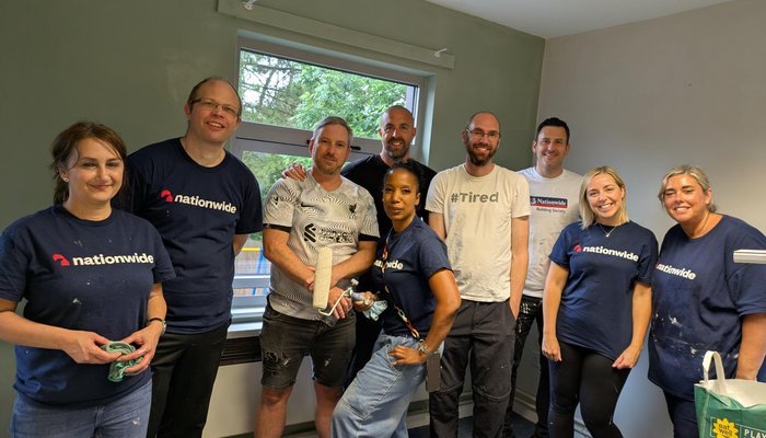 A picture of the Nationwide Building Society volunteers who painted JGS