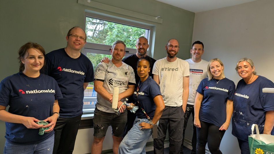 A picture of the Nationwide Building Society volunteers who painted JGS