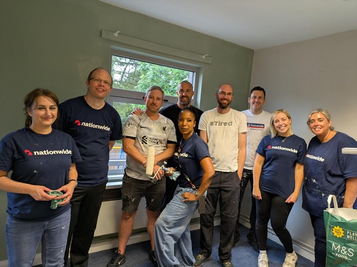 A picture of the Nationwide Building Society volunteers who painted JGS