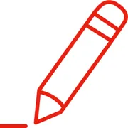 Pencil drawing a line red icon1
