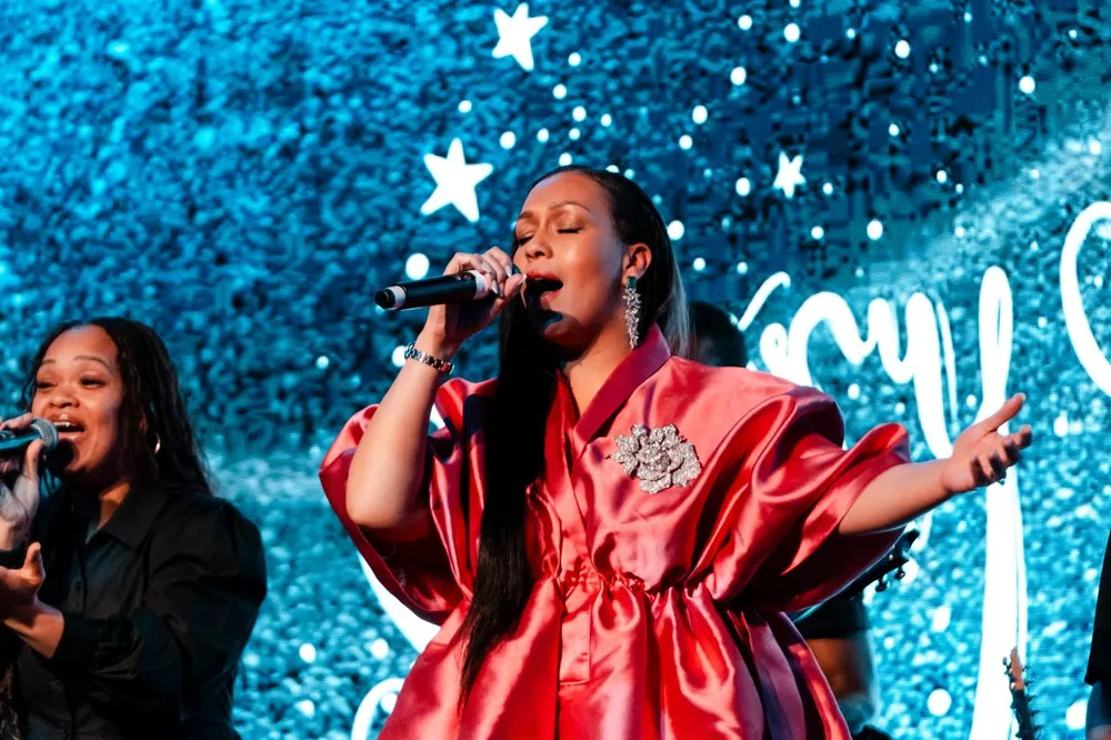 Rebecca Ferguson performing at Starry Night gala
