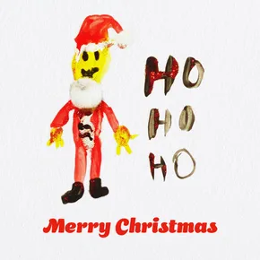 A child's drawing of santa