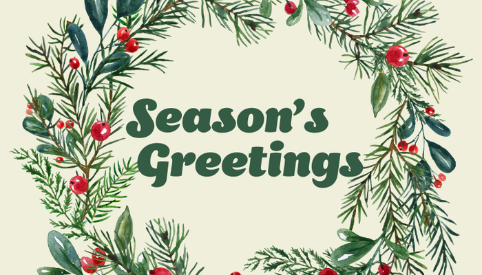 Season's greetings wreath