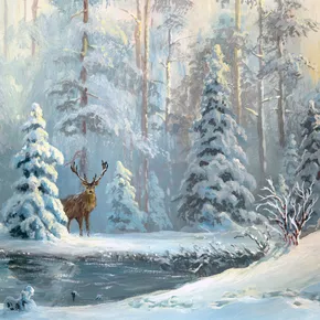 Traditional design - Moose in woods