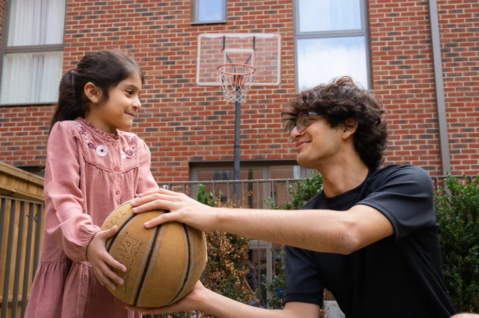 Children playing basketball