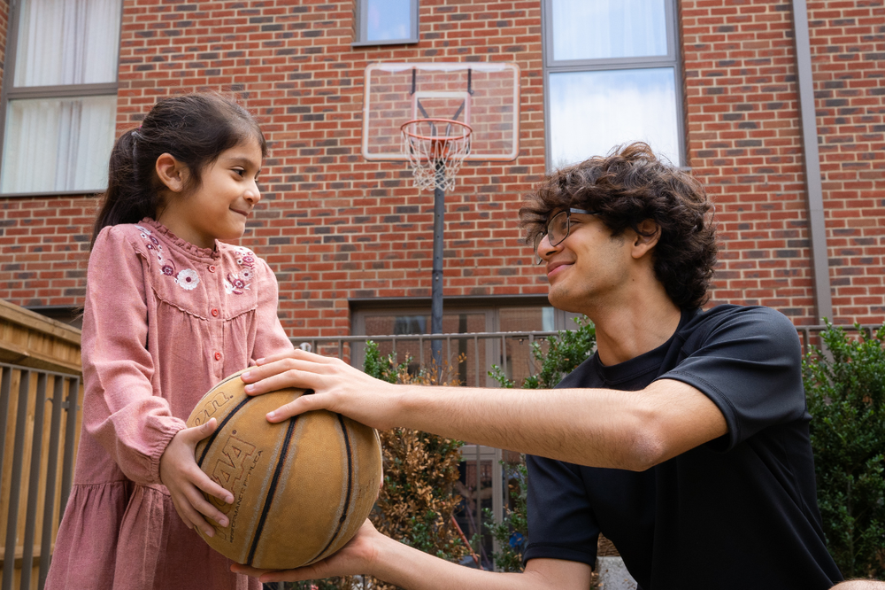 Children playing basketball