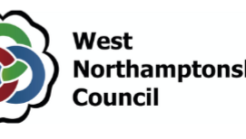 West Northants Council Logo with Green, Red and Blue Rose