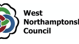 West Northants Council Logo with Green, Red and Blue Rose