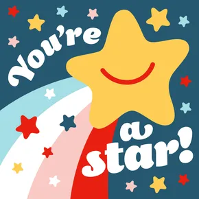 You're a star on blue background