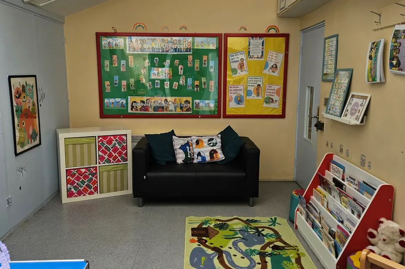 The cosy and colourful library at Cubitt Street