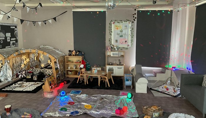 Mother and Baby Unit in HMP Styal. This is a nursery room filled with toys and activities for the mother and babies.